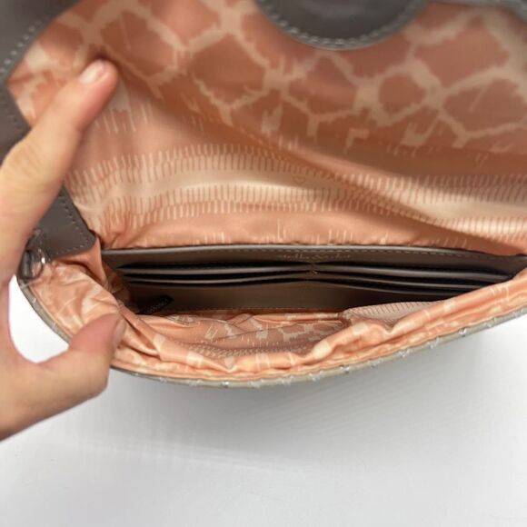 Stella & Dot Gray with Silver Geometric Print and Resin Crystal Clutch - Picture 4 of 7